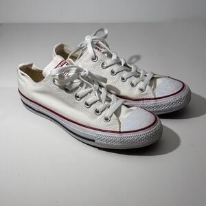 Converse White Canvas Sneakers with Red Trim